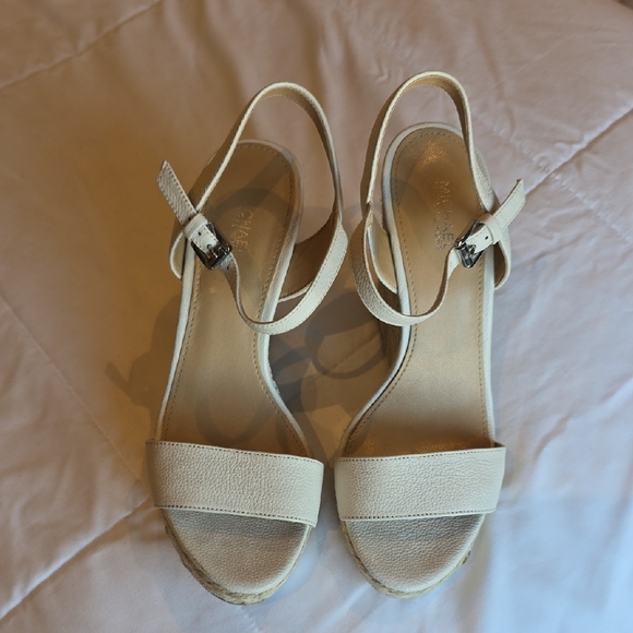 MICHAEL Michael Kors Jill Cream Espadrille Wedge Sandals Size 7 - Picture 4 of 10